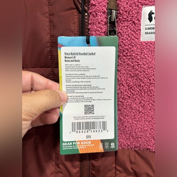 Cotopaxi Women's Medium Trico Hybrid Jacket Rusty Rust NWT Hood High-Pile Fleece - Picture 15 of 15